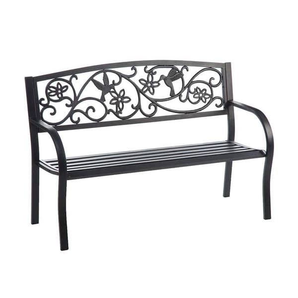 Evergreen Hummingbird Metal Garden Bench - image 
