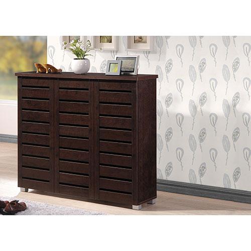 Baxton Studio Adalwin 3-Door Entryway Shoes Storage Cabinet