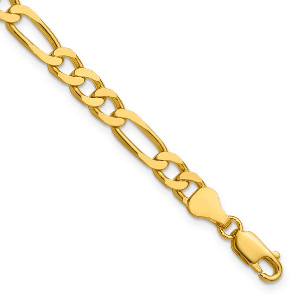 Gold Plated over Sterling Silver Square Figaro Chain Bracelet