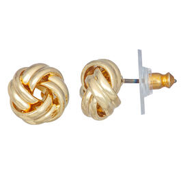 Napier 0.35in. Gold-Tone Knot Button Earrings