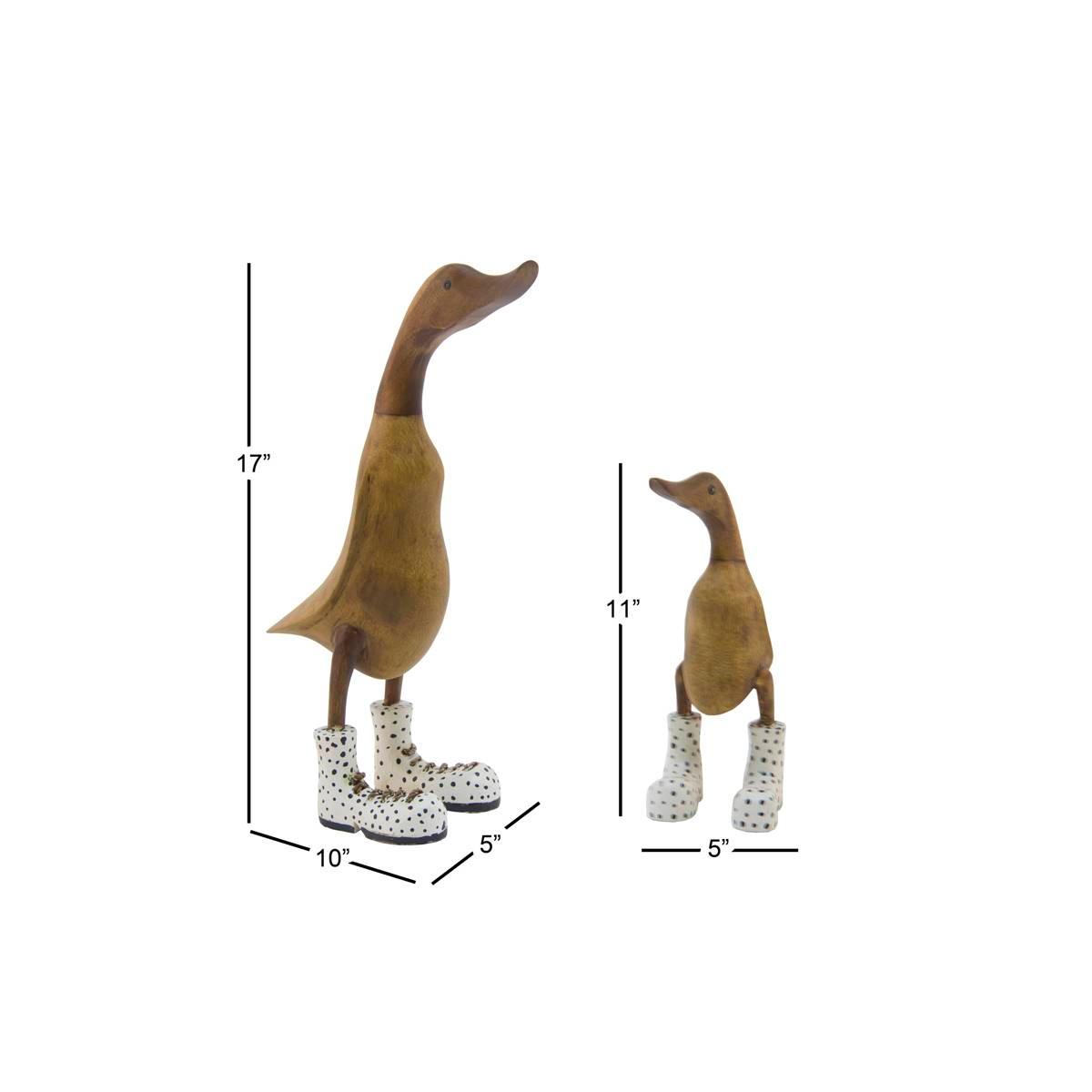 9th &amp; Pike® Decorative Natural Wood Polka Dots Ducks - Set Of 2