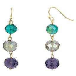 Ashley Cooper(tm) Gold-Tone Multi-Faceted Triple Bead Drop Earrings