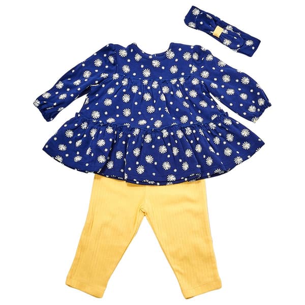 Baby Girl (3-12M) Little Me Daisies Tunic Set W/Headband - image 