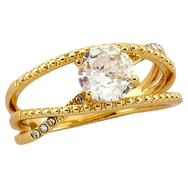 Ashley Cooper(tm) Gold-Tone CZ & Crystal Stone Ring - image 