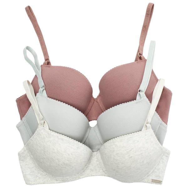 Womens Nautica 3pk. Cotton T-Shirt Bras w/Picot Edge-NT1797-3PKAE