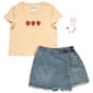 Girls (7-12) Tween Diva Strawberry Tee w/  Wrap Jean Short Set - image 1