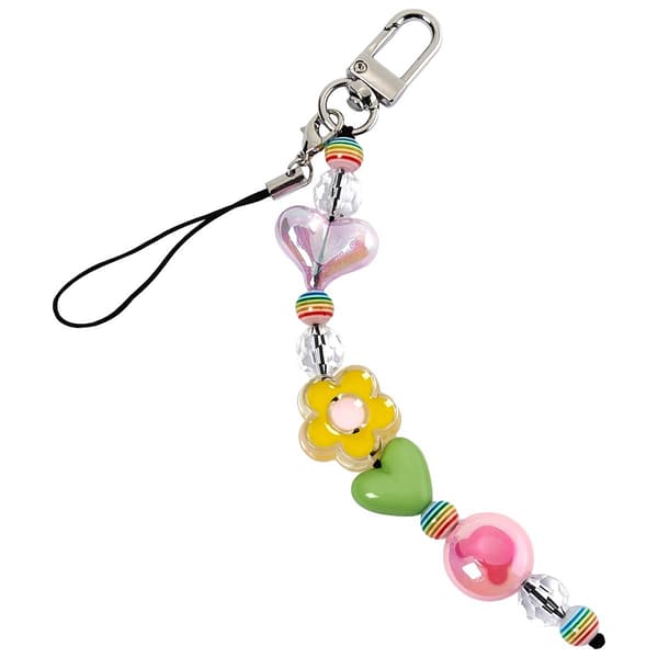 Kids Lil'' Ashley Flower/Hearts & Beads Charm Keychain - image 