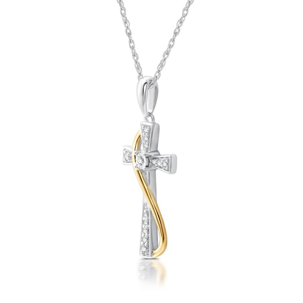 Nova Star&#174; 1/10ctw. Two-Tone Lab Grown Diamond Cross Pendant