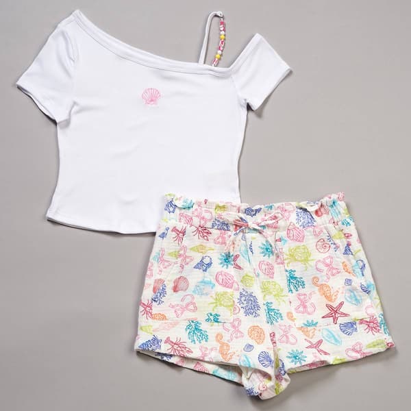 Girls (7-16) No Comment One Shoulder Bead Strap Shell Set - image 