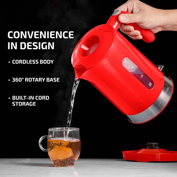 Ovente 1.8 Liter Electric Kettle w/ ProntoFill&#8482; Lid - Red