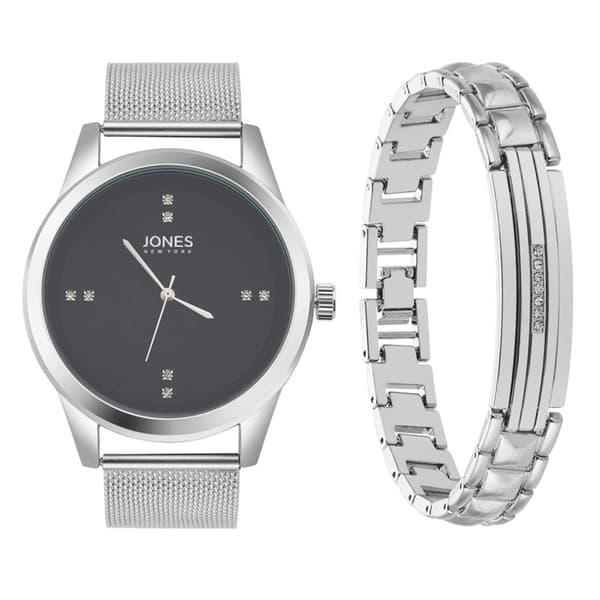 Mens Jones New York Silver-Tone Watch/Bracelet Set - 9774S-42-G28