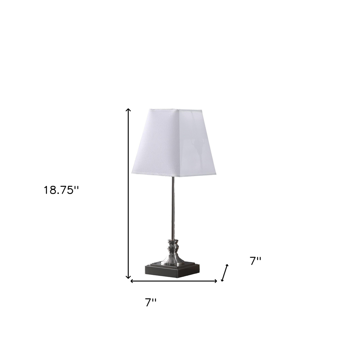 HomeRoots 19in. Silver Bedside Table Lamp with White Empire Shade