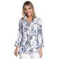 Womens Ali Miles 3/4 Sleeve Spaced Floral Leaf Wire Collar Top - image 1