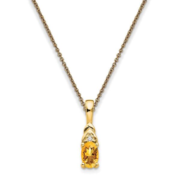 Gemstones Classics&#40;tm&#41; 14kt. Yellow Gold Citrine Diamond Necklace - image 