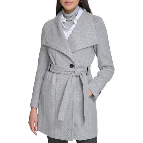 Womens Calvin Klein Belted Wool Wrap Coat