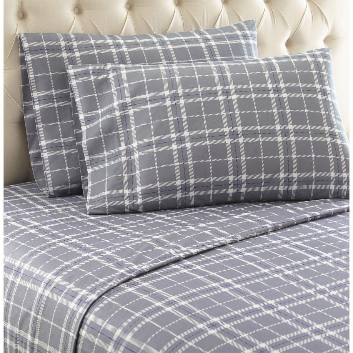 Micro Flannel® Carlton Plaid Grey Sheet Set - Twin XL