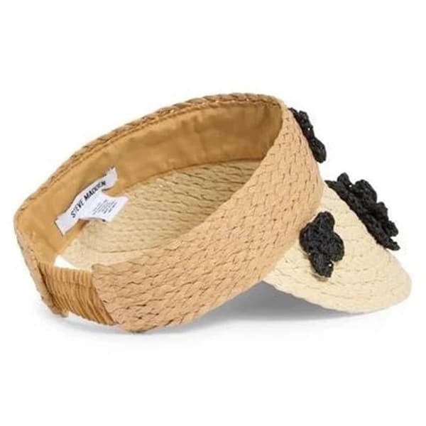 Womens Steve Madden Straw Visor w/Rosettes