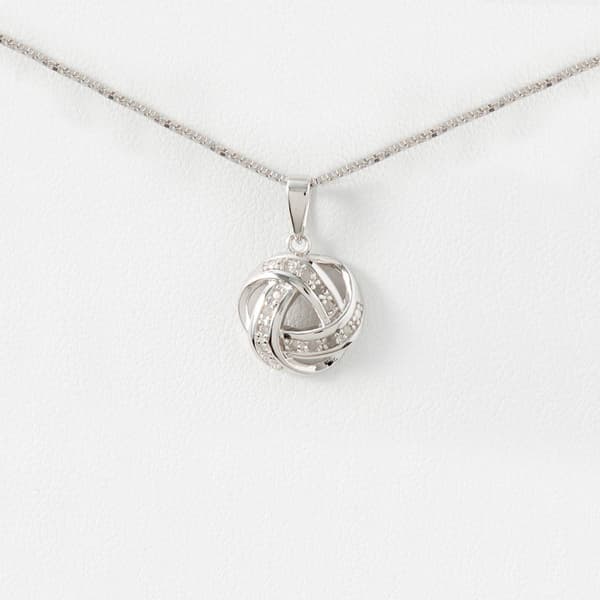 Marsala 1/10ctw. Diamond Accent Silver Love Knot Necklace - image 