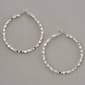 Design Collection Silver Plated Textured Hoop Earrings - image 1