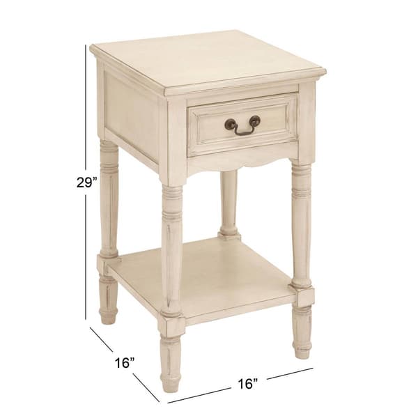 9th & Pike® Cream Wood Traditional Accent Table