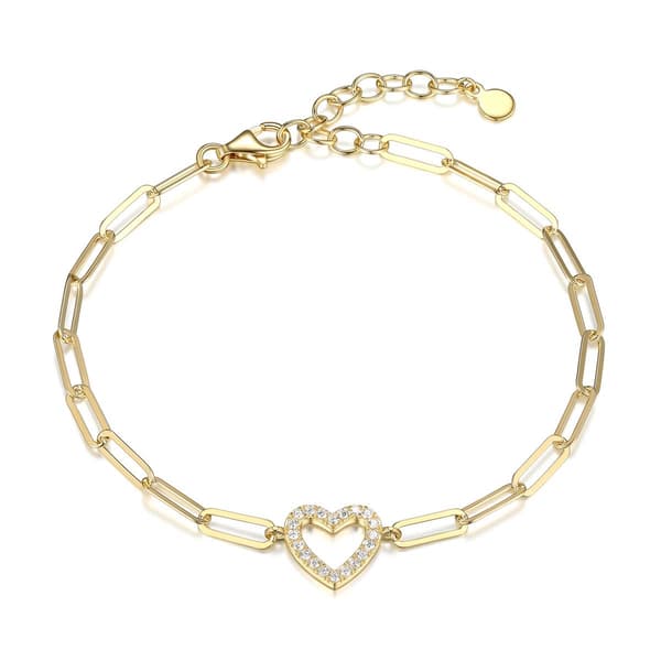 Forever Facets 18kt. Gold Plated Open Heart Bracelet - image 