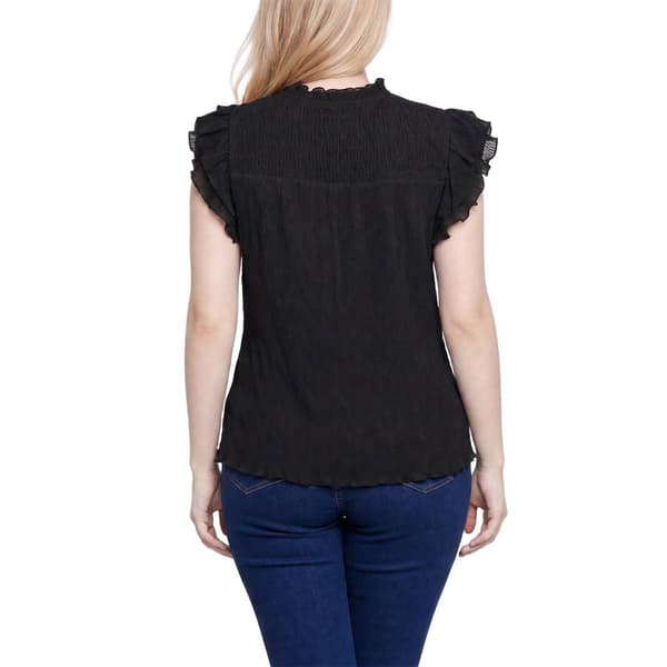 Womens NY Collection Double Flutter Sleeve Keyhole Neck Blouse