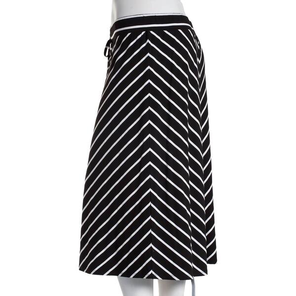 Plus Size French Laundry Stripe Skirt with Elastic Waist