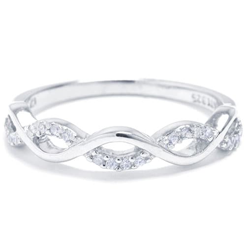 Sterling Silver Polished and Cubic Zirconia Infinity Band Ring