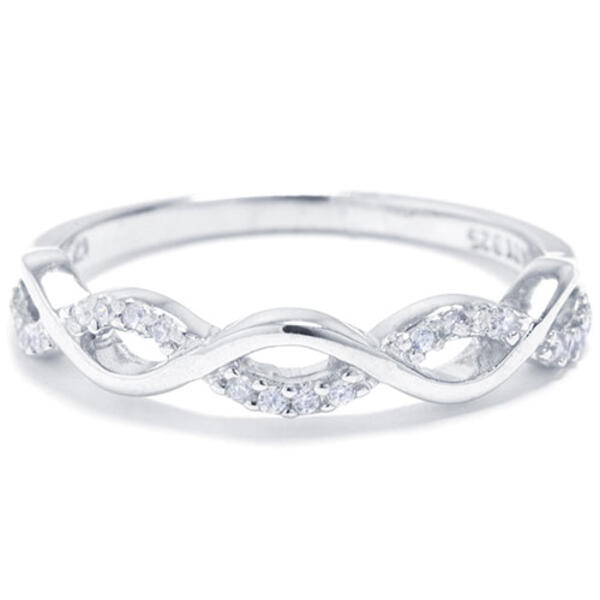 Sterling Silver Polished and Cubic Zirconia Infinity Band Ring - image 