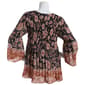 Womens Floral & Ivy Bell Sleeve Keyhole Paisley Floral Blouse - image 2