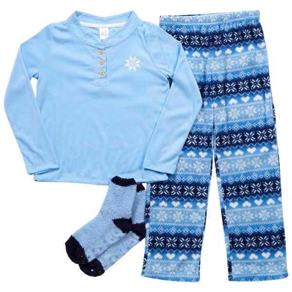 Girls Rene Rofe(R) Fair Isle Snowflake 3pc. Pajama Set - image 