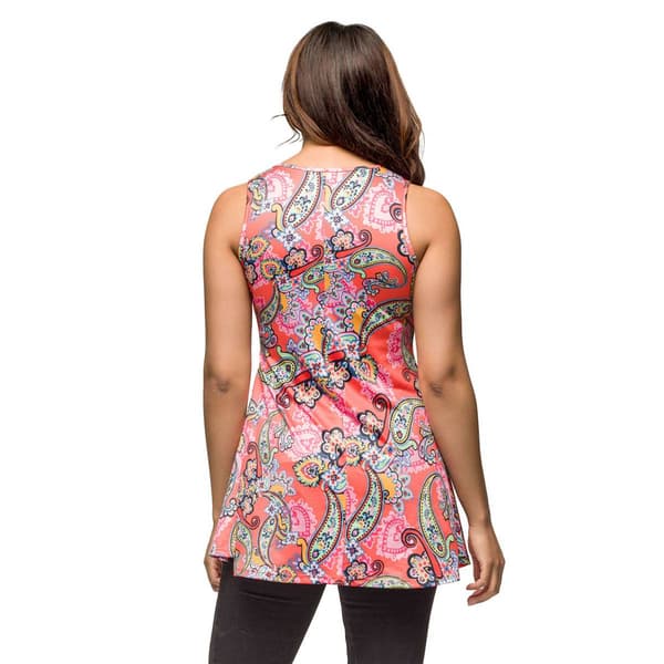 Womens 24/7 Comfort Apparel Casual Pink Paisley Tank Top