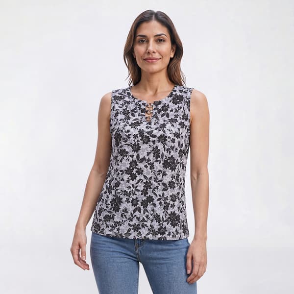 Womens Preswick & Moore(R) Lace Floral Blooms Ring Blouse - image 