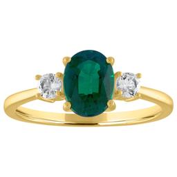 Gemstone Classics(tm) Oval Created Emerald Gemstone Ring