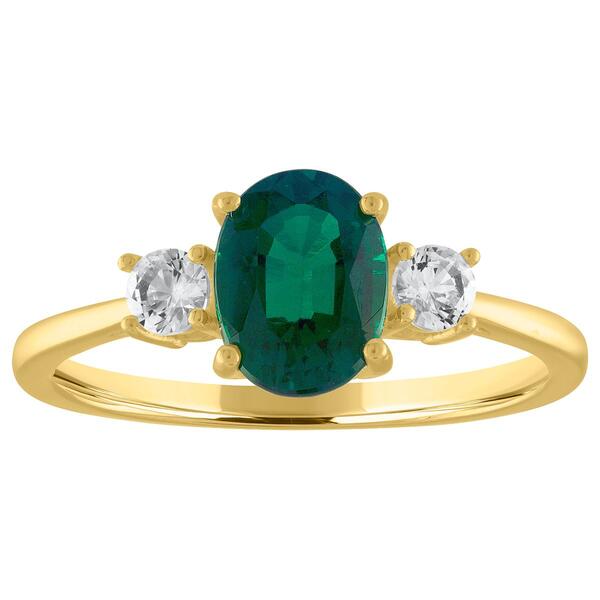 Gemstone Classics&#40;tm&#41; Oval Created Emerald Gemstone Ring - image 