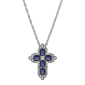 Symbols of Faith Pewter Rectangluar Crystal Cross Chain Necklace - image 1