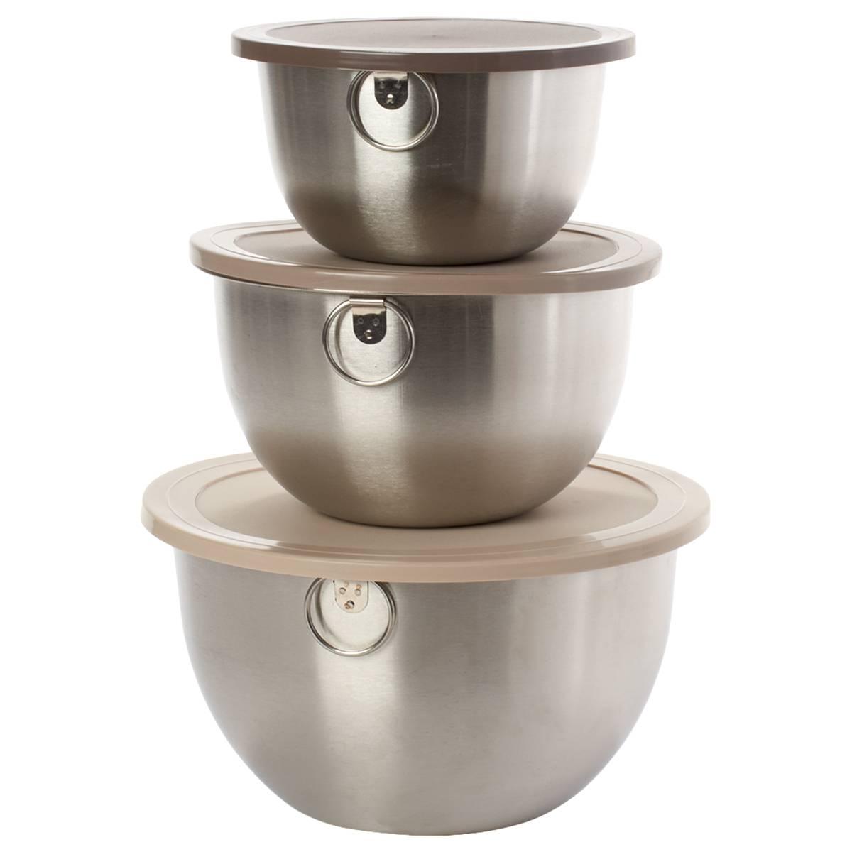 Famous Brand Stainless Steel Bowls w/ Lids - Set of 3