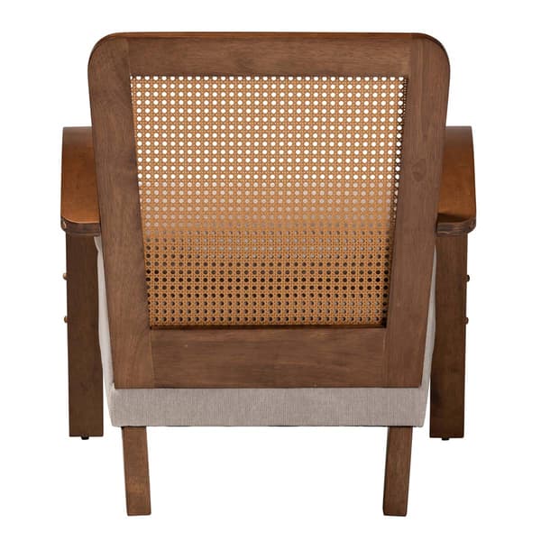 Baxton Studio Sage Modern Japandi Arm Chair with Woven Rattan