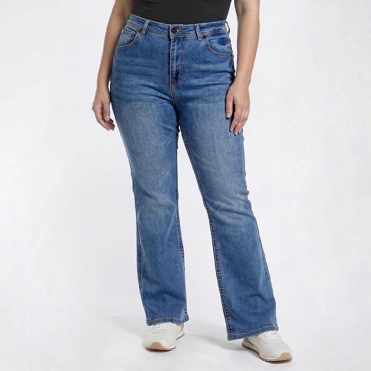 Juniors Plus Gogo Jeans High Rise 1 Button Jeans w/ Rhinestones