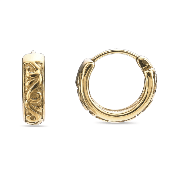 Mens Lynx Gold-Tone Ion Plated Stainless Steel Hoop Earrings