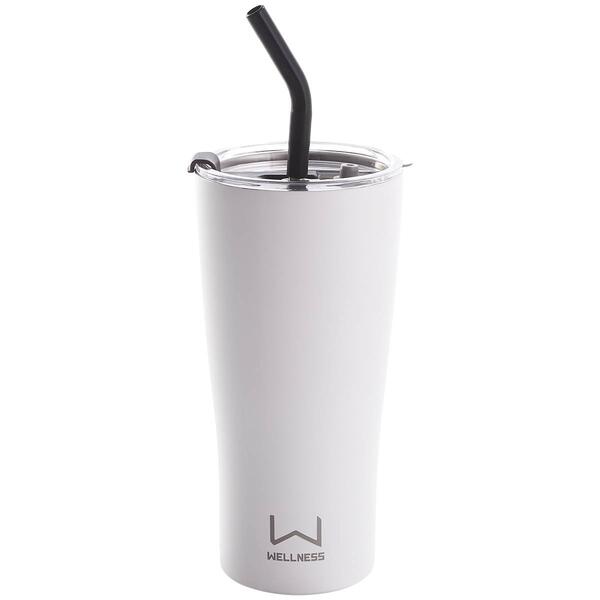 Stainless Steel Double Wall 30oz. Tumbler w/ Straw - Powder White - image 