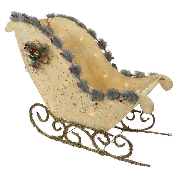 Elegant White Sisal Pre-Lit Christmas Sleigh - image 
