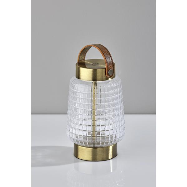 Adesso Samara Cordless LED Table Lantern with Iron & Glass Shade