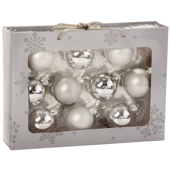 Set of 10 1.7in. Silver Glass Ornaments - image 
