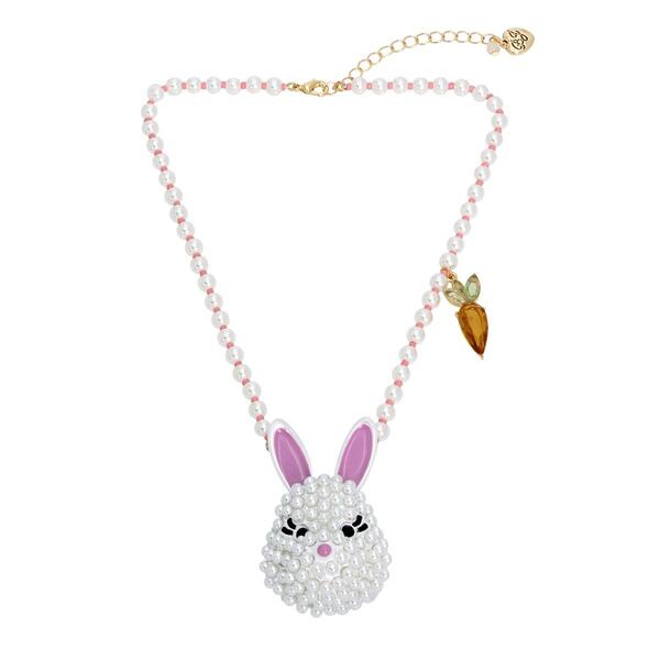 Betsey Johnson Pearl Necklace w/ Bunny Pendant - image 