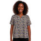 Plus Size Napa Valley Short Sleeve Pleat Floral Henley Blouse - image 1