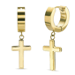 Mens Lynx Gold-Tone Ion Plated Cross Hoop Earrings - image 1