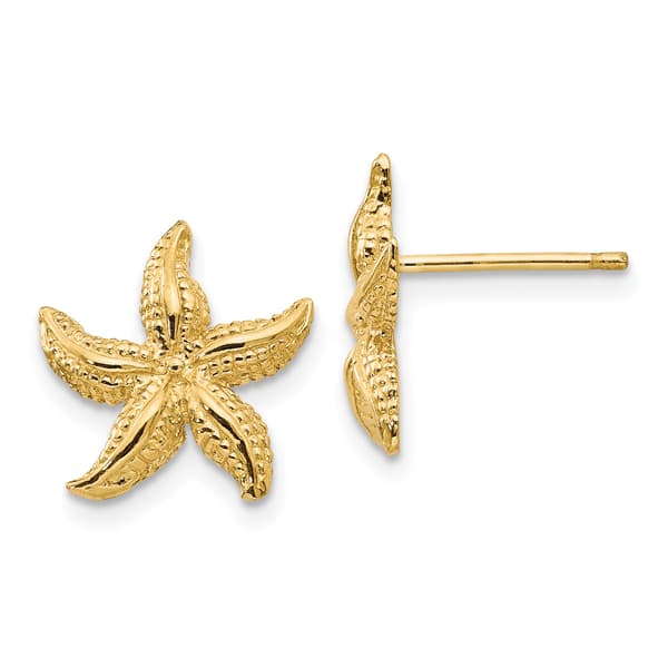 Gold Classics(tm) 14kt. Gold 13mm Starfish Stud Earrings - image 