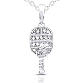 1/10cttw. White Diamond Pickleball Pendant Necklace