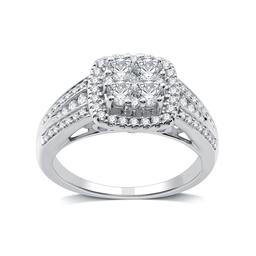 Nova Star(R) 1cttw. Lab Grown Diamond Cushion Cluster Bridal Ring